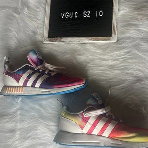 Woman's Adidas Multix Tie Dye Trainer (cloud white, blue rush/clear pink) sz 10